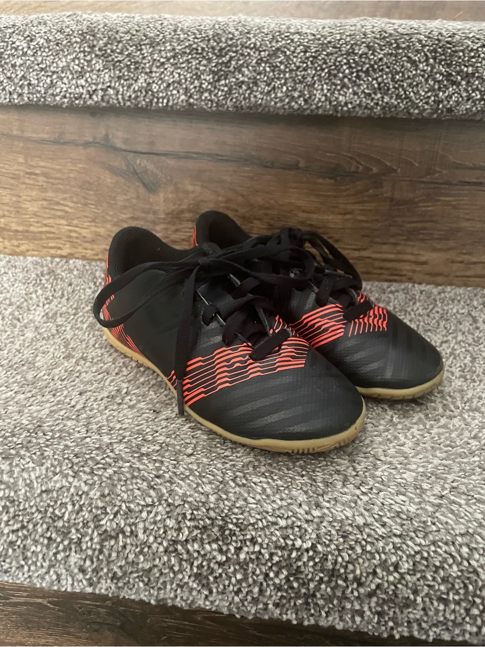 adidas Kids Black and Red Indoor Soccer Sneakers